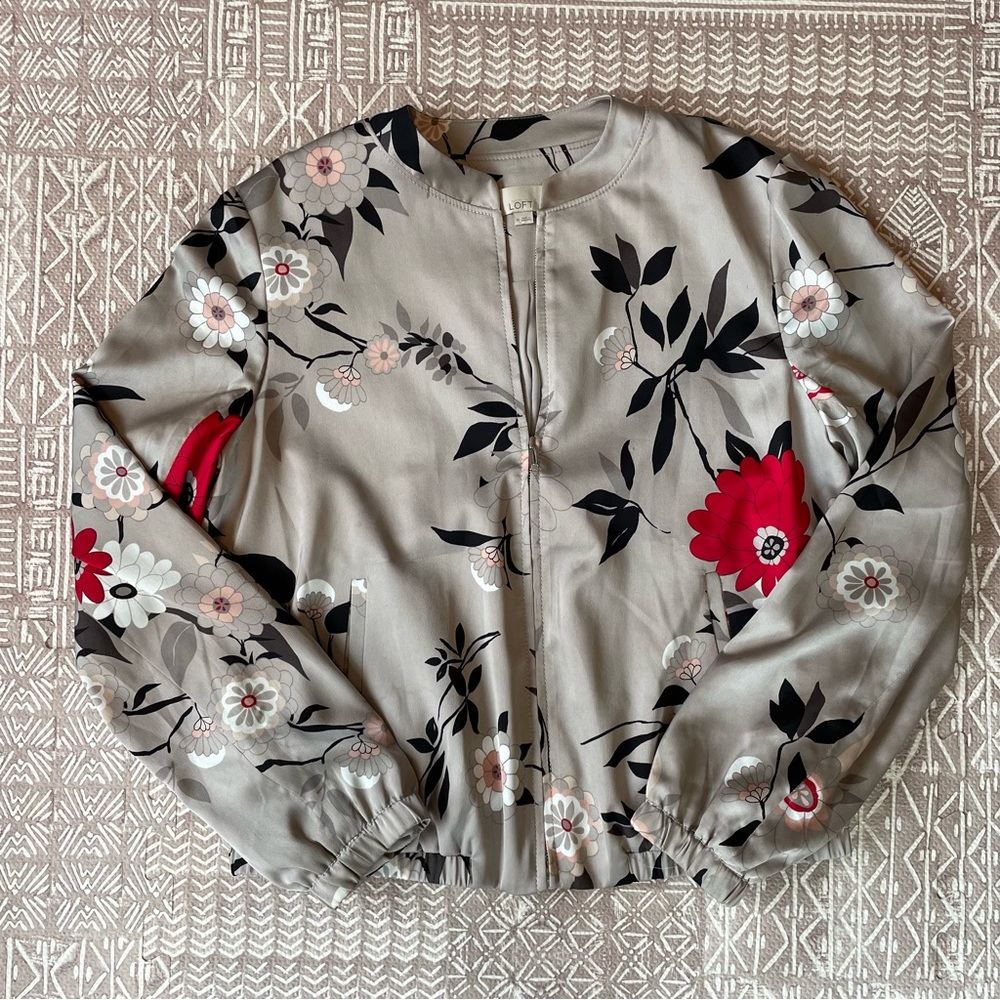 LOFT Floral Bomber Jacket
